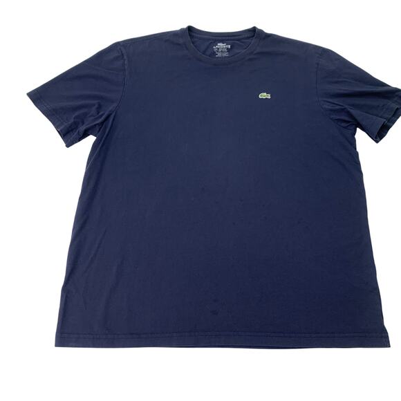 Lacoste Mens Size 7 XXL Navy Blue Crew Neck Short Sleeve Tee Shirt (READ) - Picture 1 of 6